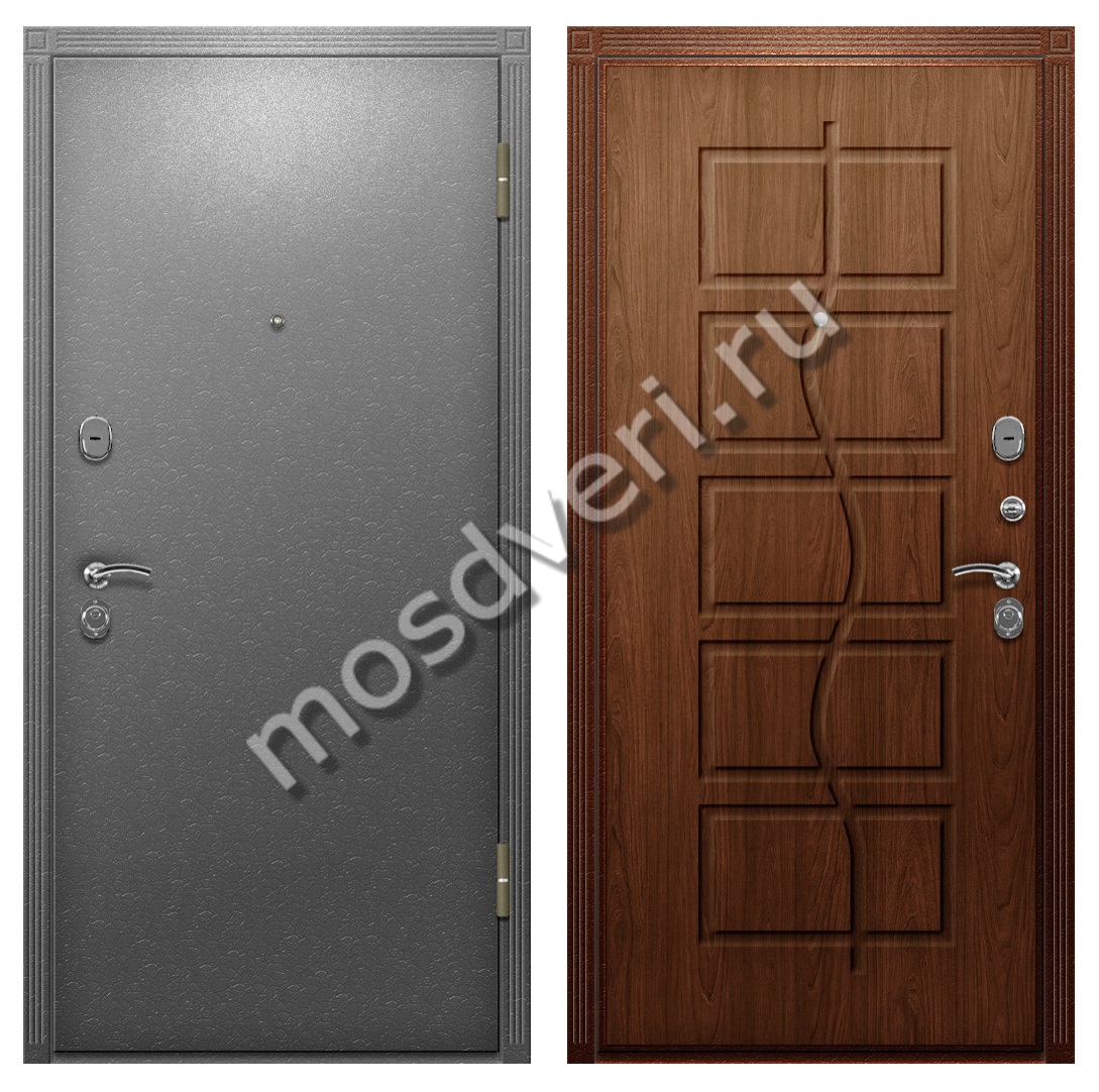 Одностворчатая входная дверь уличная с серым порошковой окраской и отделкой МДФ - купить от производителя Мосдвери Одностворчатая входная дверь уличная с серым порошковой окраской и отделкой МДФ