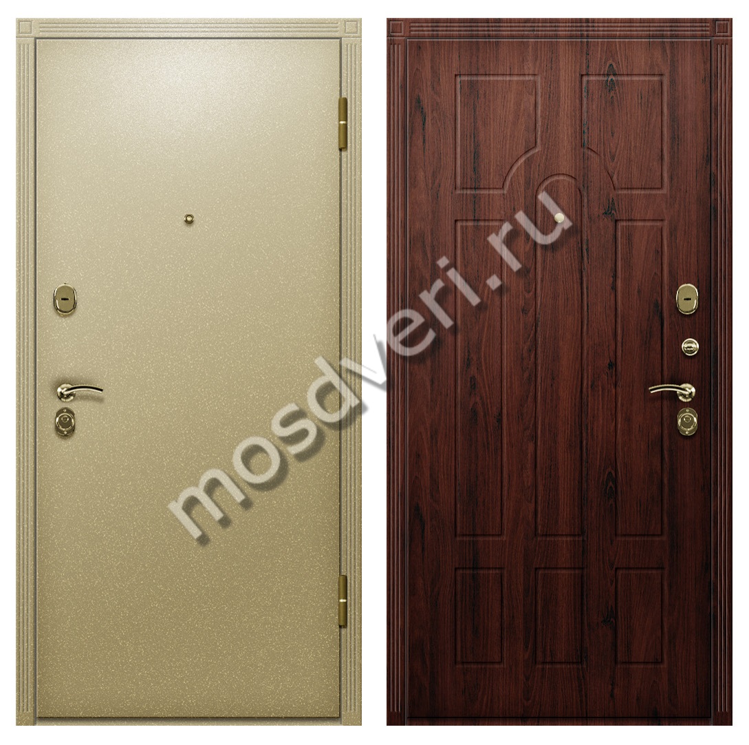 Одностворчатая входная дверь для коттеджа порошкового окраса с МДФ темная вишня - купить от производителя Мосдвери Одностворчатая входная дверь для коттеджа порошкового окраса с МДФ темная вишня